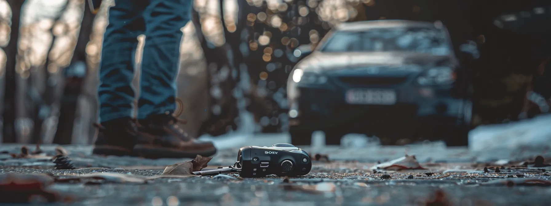 Comprehensive Guide to Solving Car Lockout Situations 6 a frustrated person standing next to a locked car, looking forlornly at their lost keys on the ground.