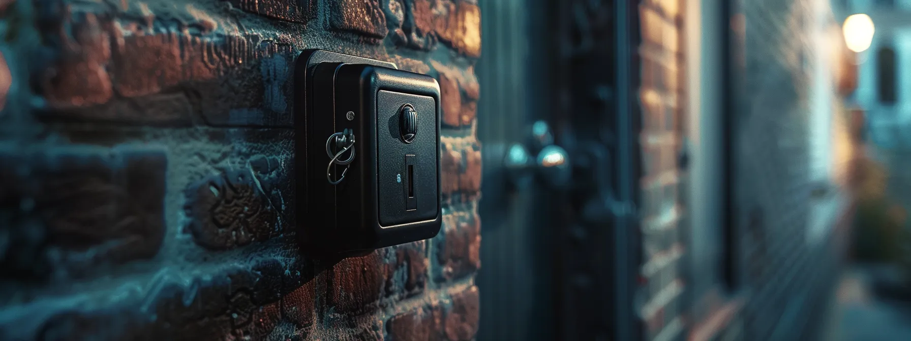 a keysafe being firmly mounted on a wall with precision, ready to provide secure access for keys in all weather conditions. a keysafe being firmly mounted on a wall with precision, ready to provide secure access for keys in all weather conditions.