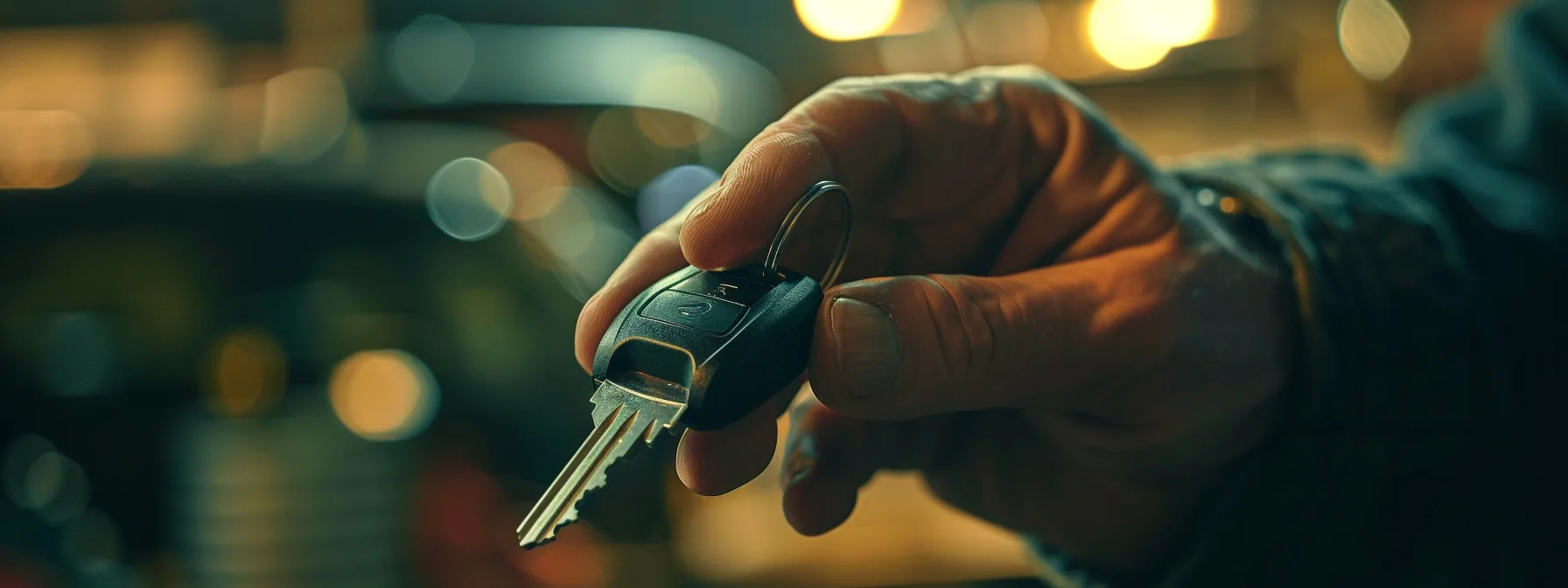 a locksmith cutting a new car key with precision and expertise.