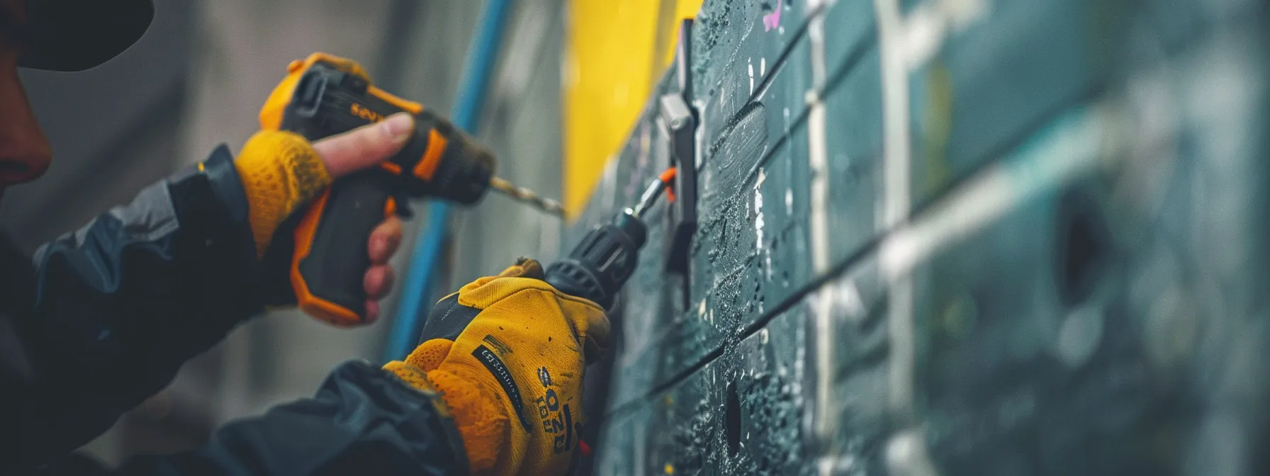 a person carefully drilling into a sturdy wall to install a keysafe with precision and strategic placement. a person carefully drilling into a sturdy wall to install a keysafe with precision and strategic placement.