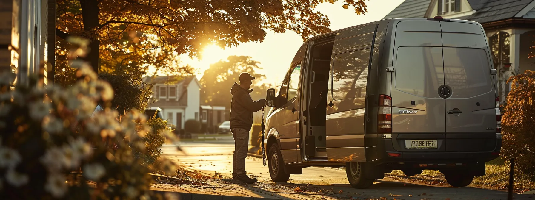 Unlocking Solutions: How to Access 24 Hour Car Lockout Services 3 a person standing beside a locksmith van, handing over keys through the window for quick assistance.
