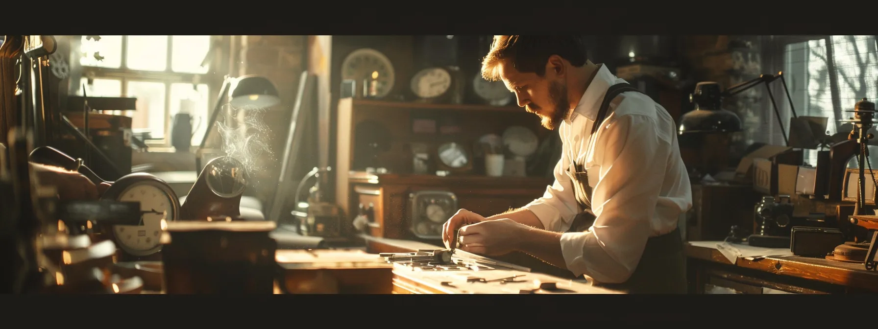 a skilled locksmith meticulously cutting a key by hand in a vintage workshop.