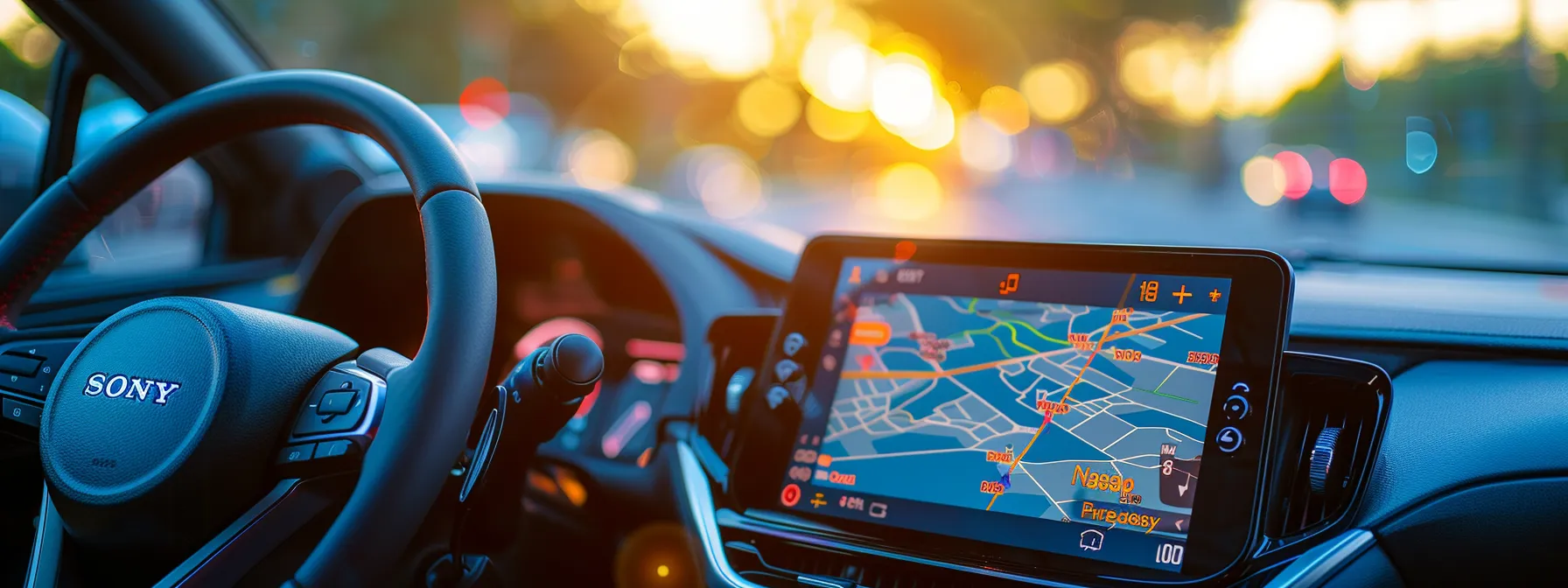 a sleek, modern gps tracking system displayed on a car dashboard with advanced security features like acceleration monitoring and integrated car alarm system.