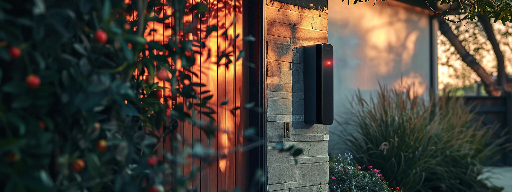 a black, weather-resistant keysafe mounted discreetly near the door, blending seamlessly with the exterior of the house. a black, weather-resistant keysafe mounted discreetly near the door, blending seamlessly with the exterior of the house.