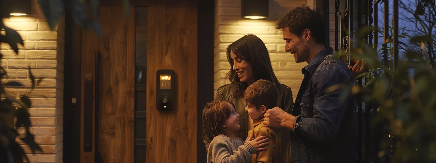 a family standing in front of a combination lock keysafe, discussing their specific security needs and access requirements for their home. a family standing in front of a combination lock keysafe, discussing their specific security needs and access requirements for their home.
