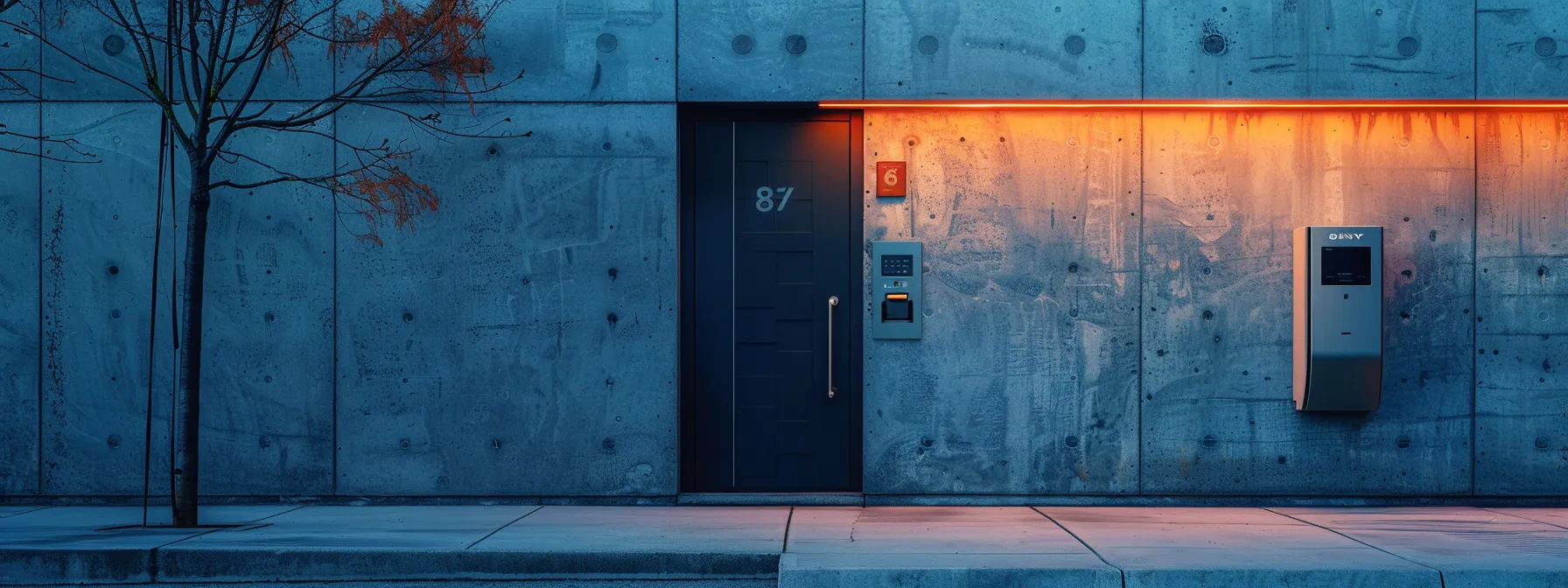 a modern, weatherproof smart outdoor keysafe displayed against a backdrop of a sturdy, outdoor wall. a modern, weatherproof smart outdoor keysafe displayed against a backdrop of a sturdy, outdoor wall.