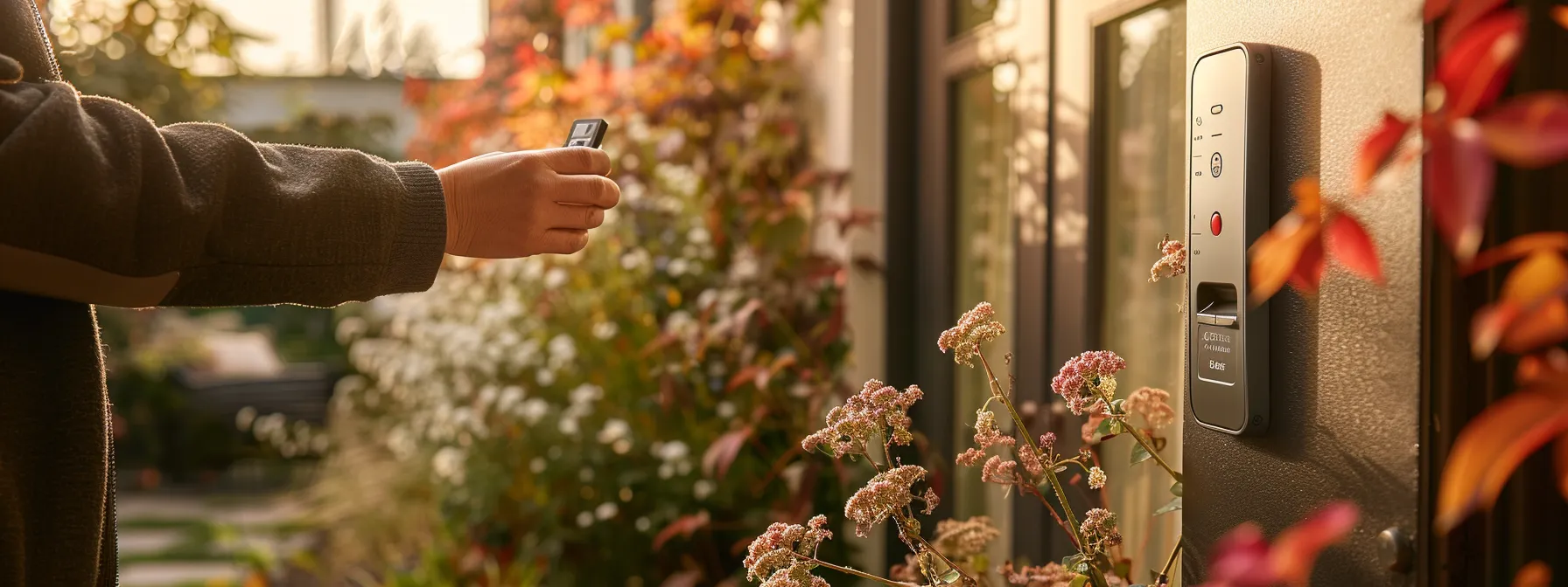a secure, weather-resistant keysafe mounted outside a home with a family member entering a code, providing convenient access and peace of mind for homeowners. a secure, weather-resistant keysafe mounted outside a home with a family member entering a code, providing convenient access and peace of mind for homeowners.