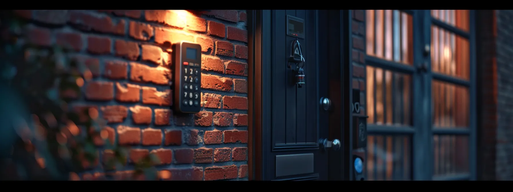 a sleek, steel smart outdoor keysafe with a digital keypad and biometric scanner, contrasting with a worn traditional keysafe hanging nearby. a sleek, steel smart outdoor keysafe with a digital keypad and biometric scanner, contrasting with a worn traditional keysafe hanging nearby.
