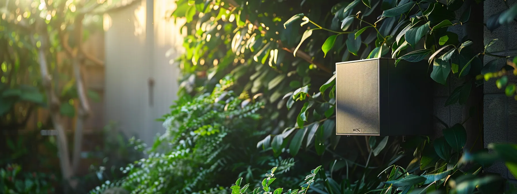 a sturdy, weather-resistant outdoor key safe mounted securely on a wall, surrounded by a lush green garden, showcasing durability and security. a sturdy, weather-resistant outdoor key safe mounted securely on a wall, surrounded by a lush green garden, showcasing durability and security.