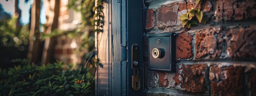 a sturdy, weatherproof keysafe mounted on a brick wall outside a front door, providing secure access to key when needed.