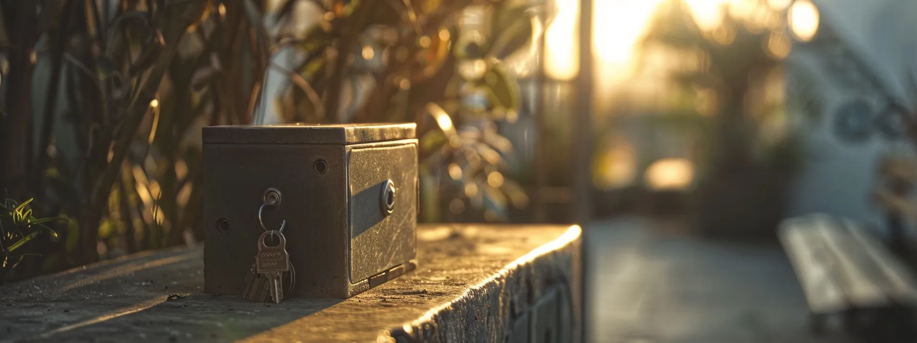 a close-up shot of a keysafe being securely mounted onto a sturdy outdoor surface. a close-up shot of a keysafe being securely mounted onto a sturdy outdoor surface.