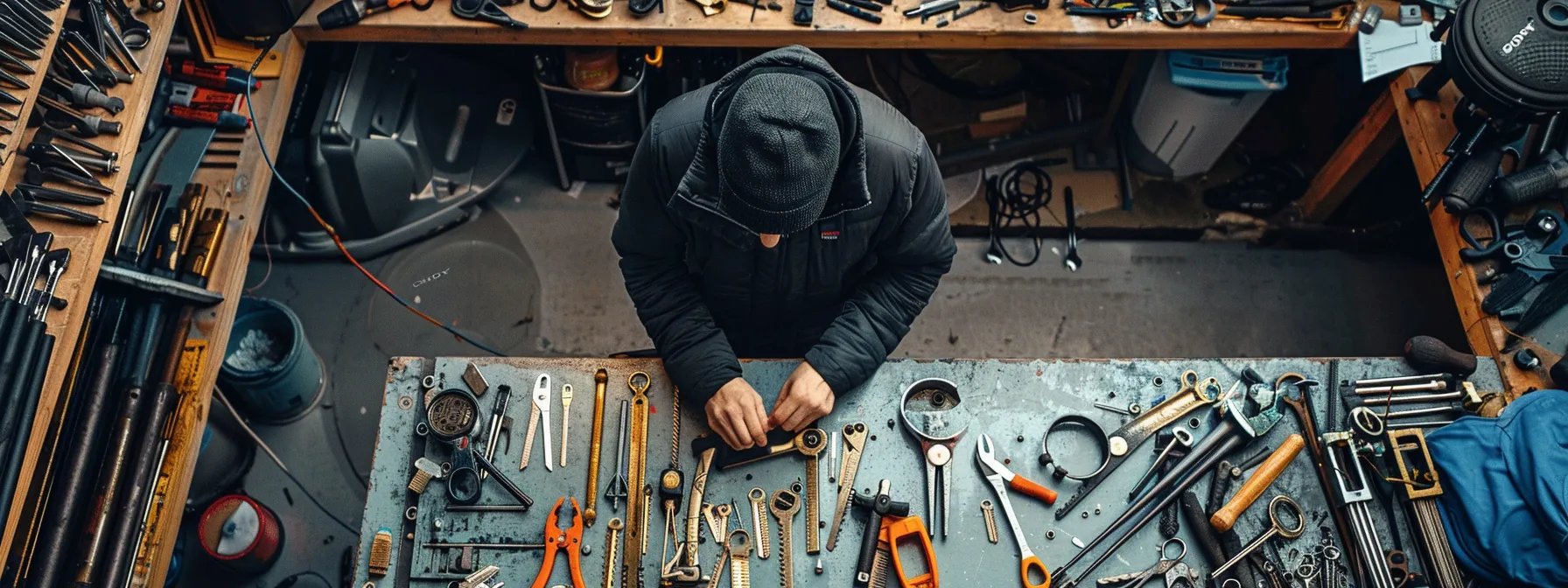 a locksmith carefully selecting the optimal location on a sturdy wall for keysafe installation, surrounded by essential tools and equipment. a locksmith carefully selecting the optimal location on a sturdy wall for keysafe installation, surrounded by essential tools and equipment.