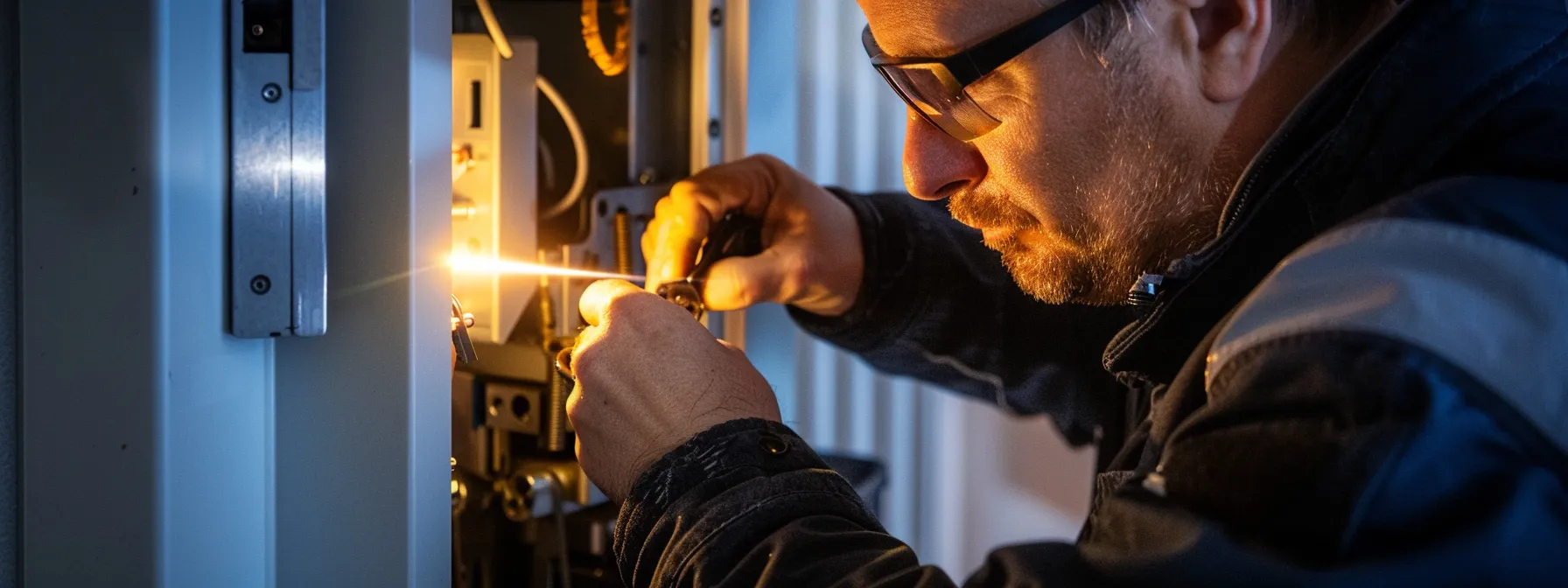 a professional locksmith carefully installing a secure keysafe with precision and expertise. a professional locksmith carefully installing a secure keysafe with precision and expertise.