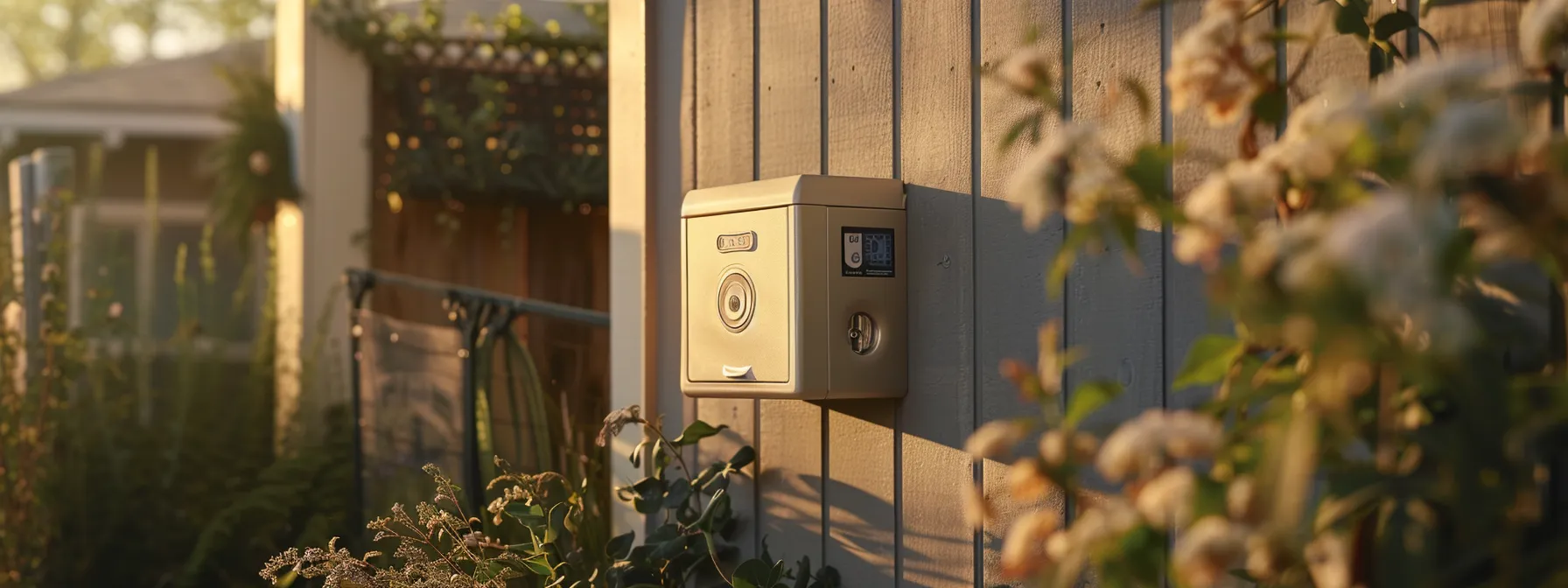 a sturdy, weather-resistant keysafe on the side of a house, with a secure lock and spacious interior for easy access to keys.