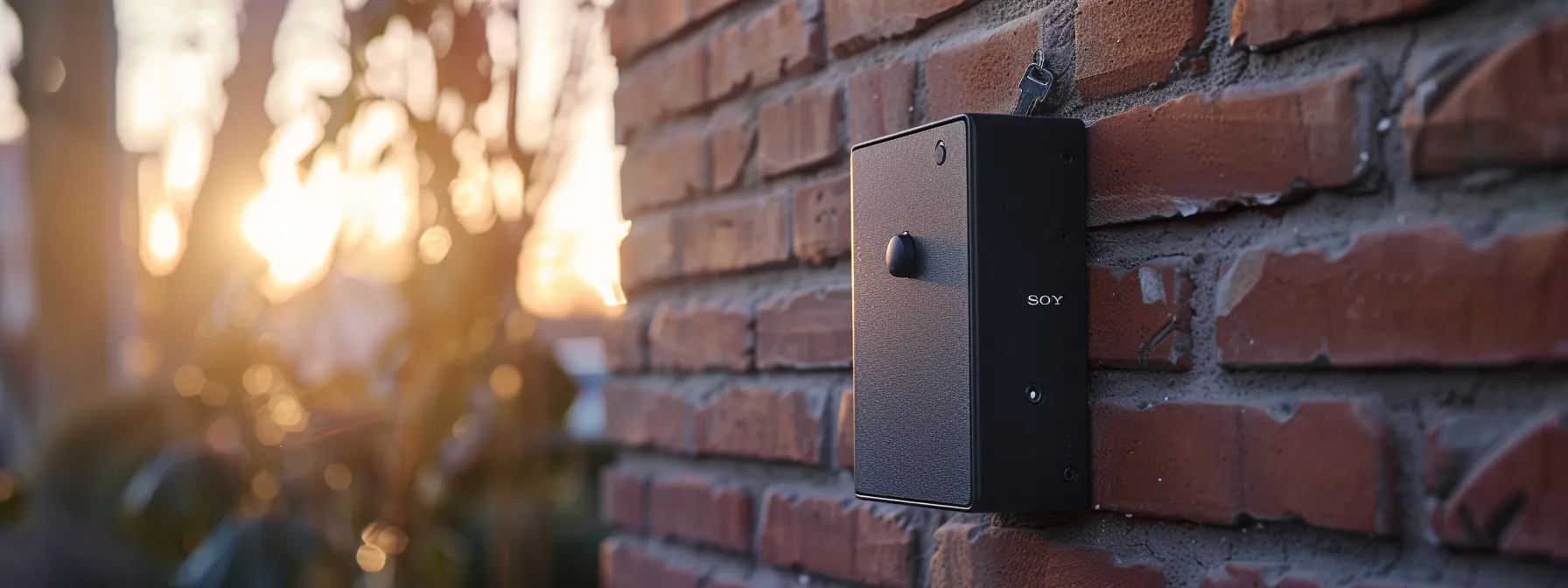 a sturdy, weather-resistant outdoor keysafe mounted securely on a brick wall, protecting keys from unauthorized access and ensuring compliance with safety standards. a sturdy, weather-resistant outdoor keysafe mounted securely on a brick wall, protecting keys from unauthorized access and ensuring compliance with safety standards.