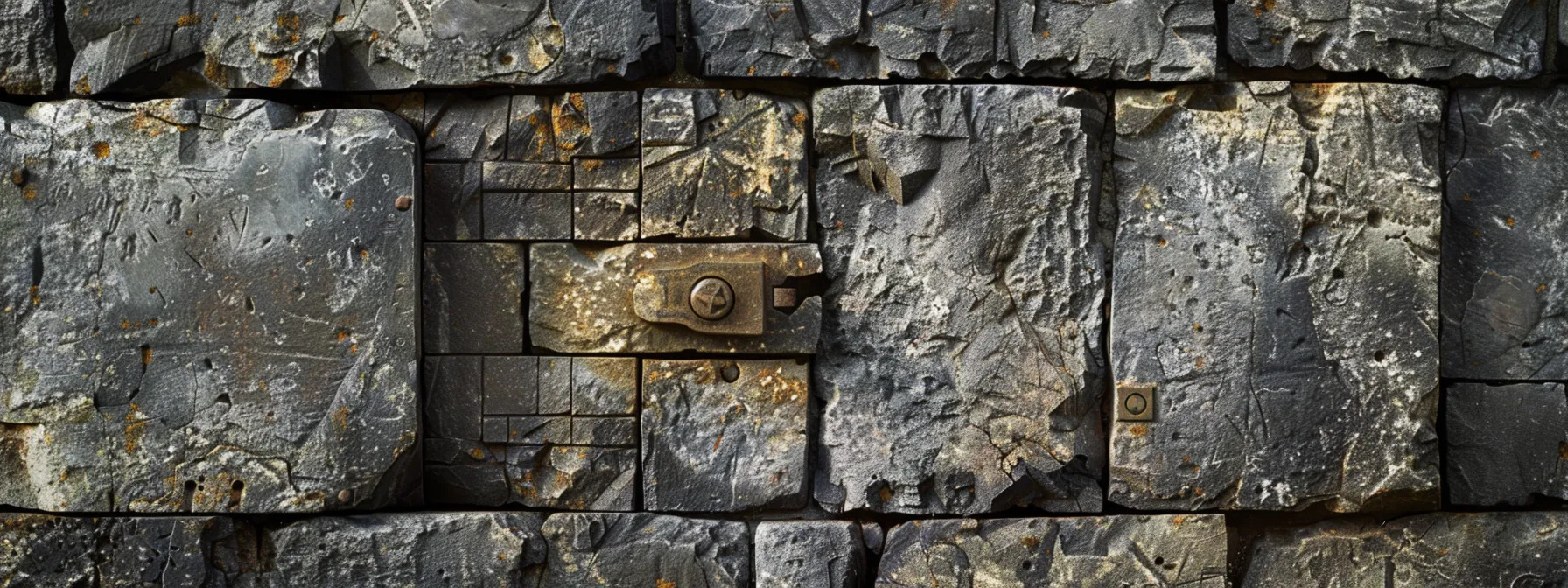 a weathered stone wall with a hidden keysafe seamlessly blending in among the natural textures, ensuring both security and aesthetics.