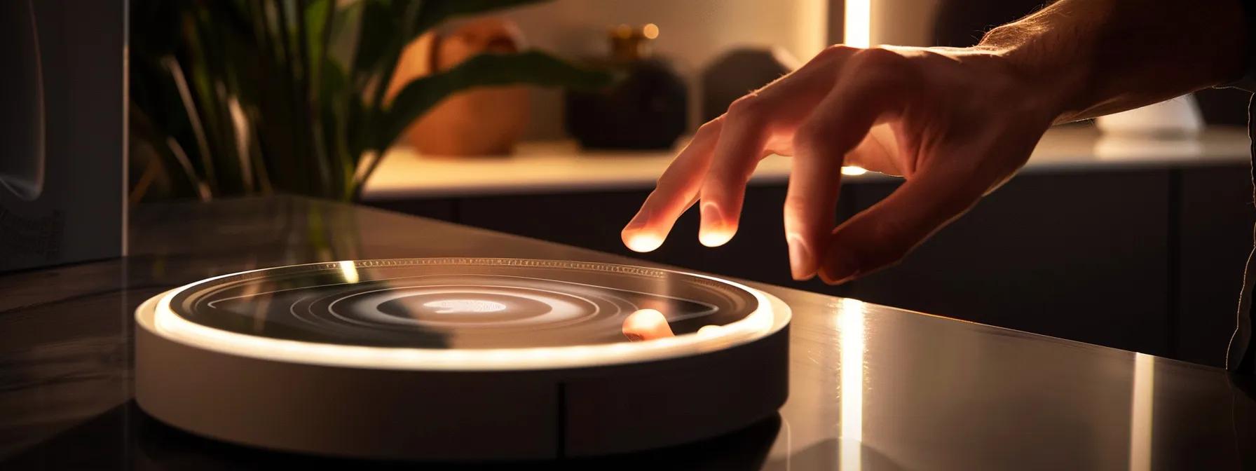 a sleek, futuristic fingerprint keysafe being meticulously set up by a user in a modern, well-lit room. a sleek, futuristic fingerprint keysafe being meticulously set up by a user in a modern, well-lit room.
