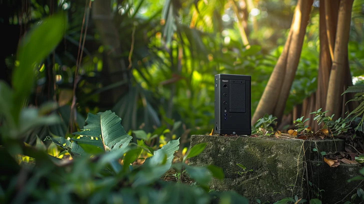 a rugged biometric keysafe stands prominently against a lush outdoor backdrop, showcasing its durable construction and advanced fingerprint recognition features, while subtly reflecting a blend of modern security and diverse usability. a rugged biometric keysafe stands prominently against a lush outdoor backdrop, showcasing its durable construction and advanced fingerprint recognition features, while subtly reflecting a blend of modern security and diverse usability.