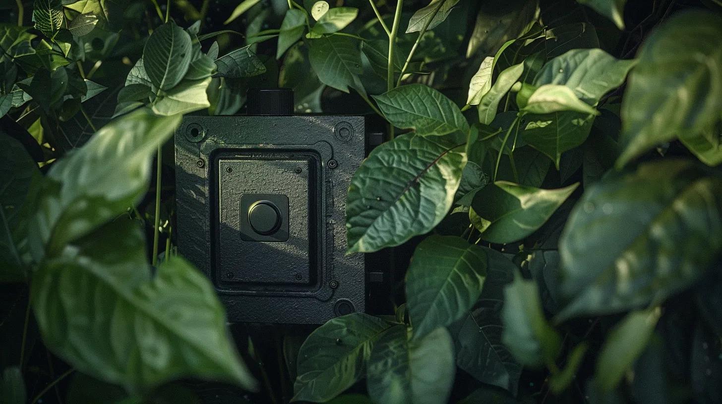 a rugged outdoor biometric keysafe, expertly crafted from durable alloy, stands resilient against the harsh elements, bathed in soft, dappled sunlight filtering through lush green foliage, emphasizing its security and weatherproof features. a rugged outdoor biometric keysafe, expertly crafted from durable alloy, stands resilient against the harsh elements, bathed in soft, dappled sunlight filtering through lush green foliage, emphasizing its security and weatherproof features.